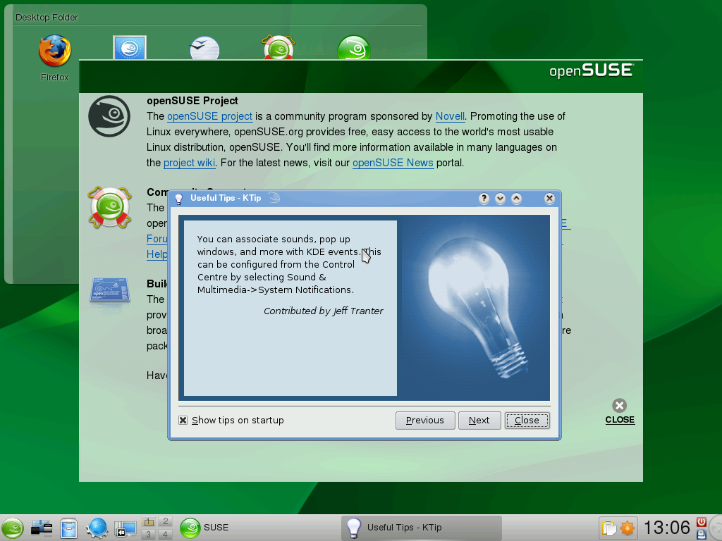 Screen shot of the basic desktop