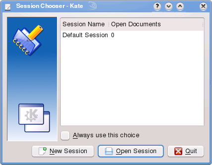 KATE Session manager screen shot