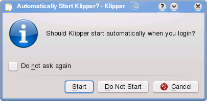 Klipper autostart dialog screen shot