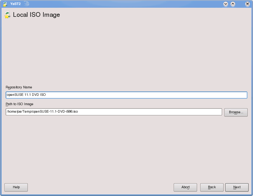 YaST Add ISO Repositories dialog screen shot
